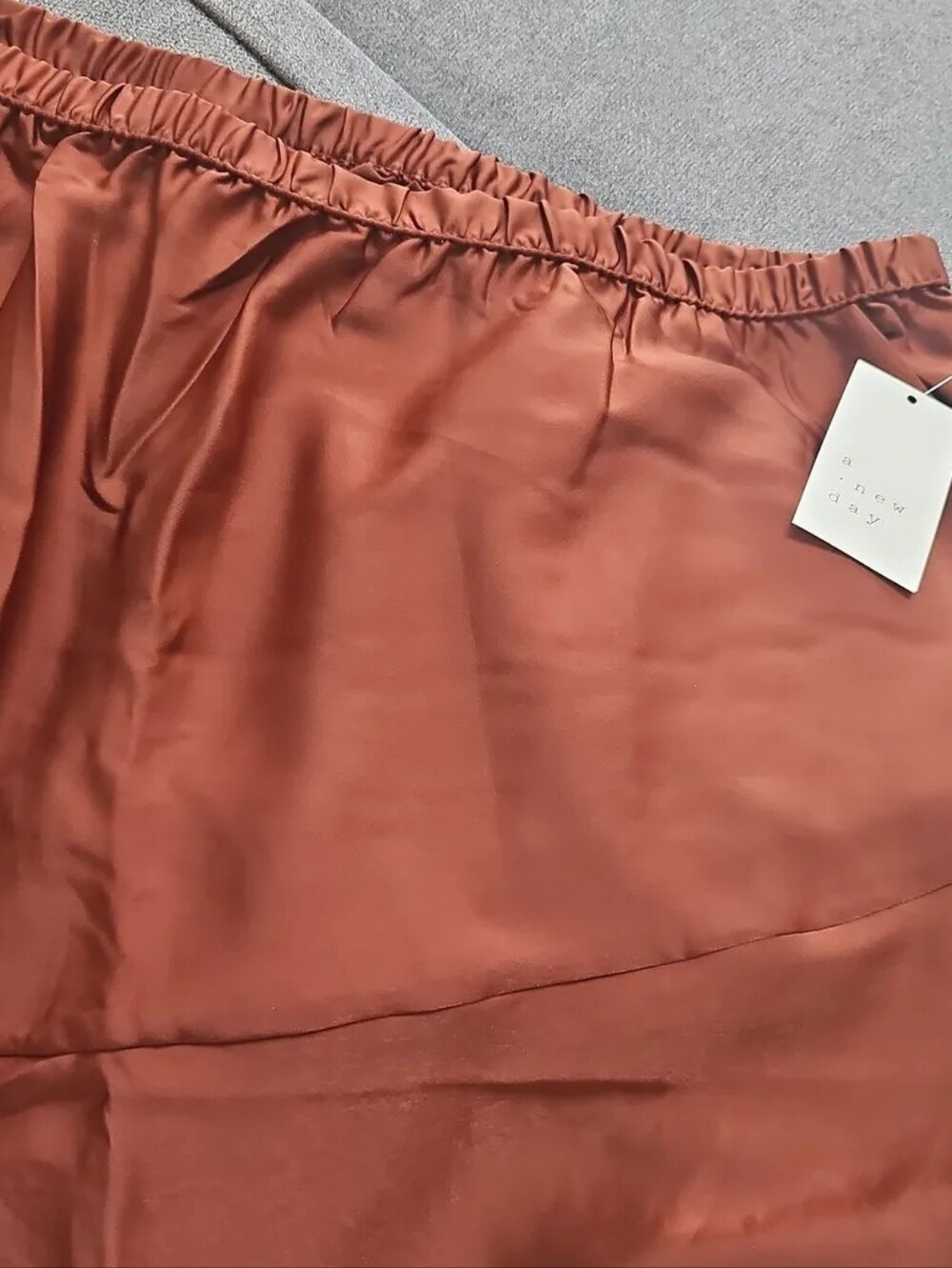 NWT A New Day Skirt Midi/Maxi Satiny Brown Pull On 3X Flowy - Picture 2 of 7